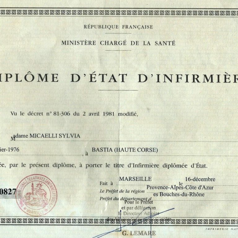 Diplôme d'état infirmière Sylvia Micaelli