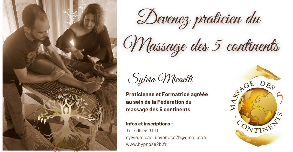Sylvia Micaelli, Hypnose, Massages, Massages énergétiques, Formatrice en massages, Massages des 5 continents, infirmière